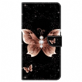 Lærdeksel Folio Deksel Honor X9b / Magic 6 Lite Mobildeksel Pink Diamond Butterfly