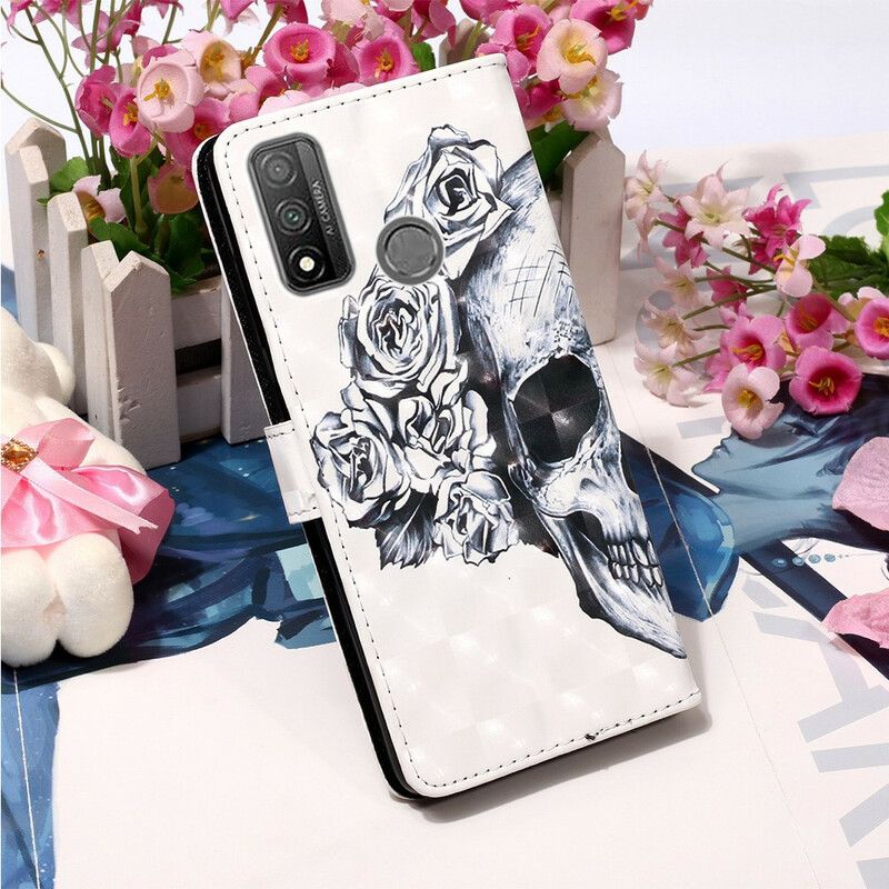 Folio Deksel Til Huawei P Smart 2020 Blomsterskalle