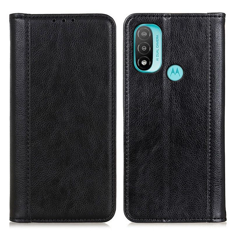 Beskyttelse Deksel Til Moto E40 / E30 / E20 Folio Deksel Elegance Split Litchi Leather