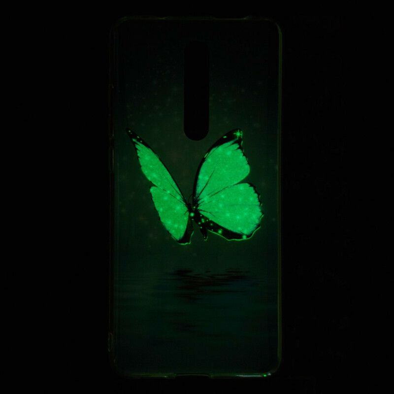 Deksel Til Xiaomi Mi 9T / Mi 9T Pro Fluorescerende Blå Sommerfugl