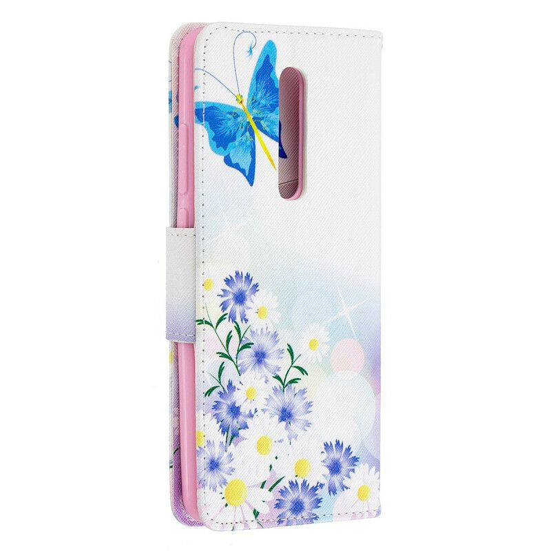 Folio Deksel Til Xiaomi Mi 9T / Mi 9T Pro Malede Sommerfugler Og Blomster