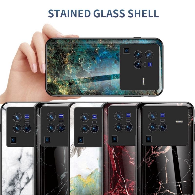 Deksel Til Vivo X80 Pro Marmor Herdet Glass