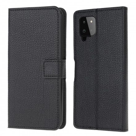 Folio Deksel Til Samsung Galaxy A22 4G Litchi Grain Leather Effect