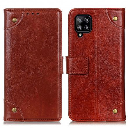 Folio Deksel Til Samsung Galaxy A22 4G Vintage Nappa Skinneffekt