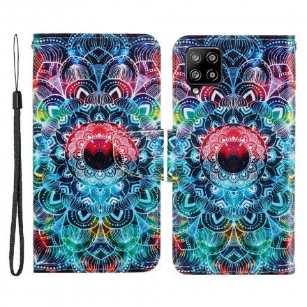 Lærdeksel Til Samsung Galaxy A22 4G Med Kjede Flashy Strappy Mandala