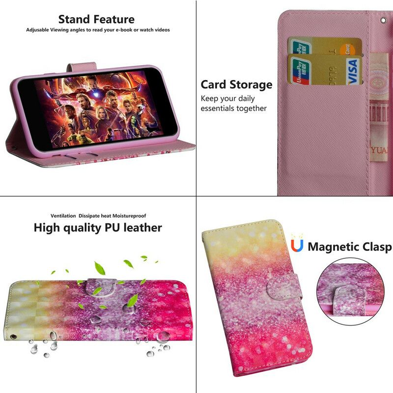 Folio Deksel Til Samsung Galaxy A31 Magenta Glittergradient