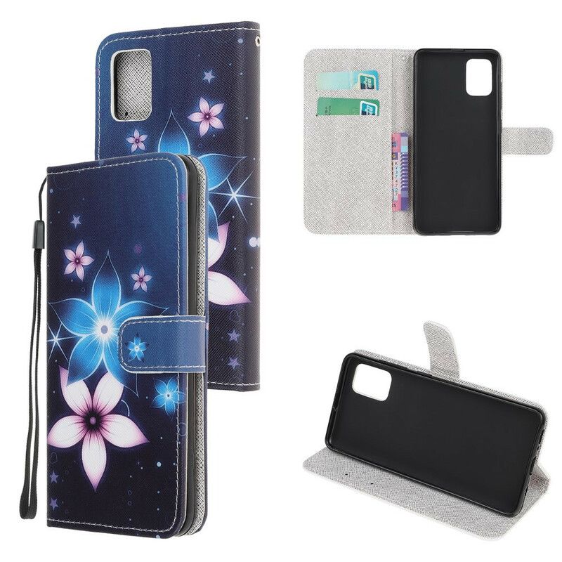 Folio Deksel Til Samsung Galaxy A31 Med Kjede Lunar Strap Blomster