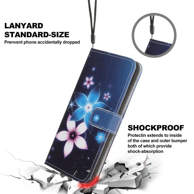 Folio Deksel Til Samsung Galaxy A31 Med Kjede Lunar Strap Blomster