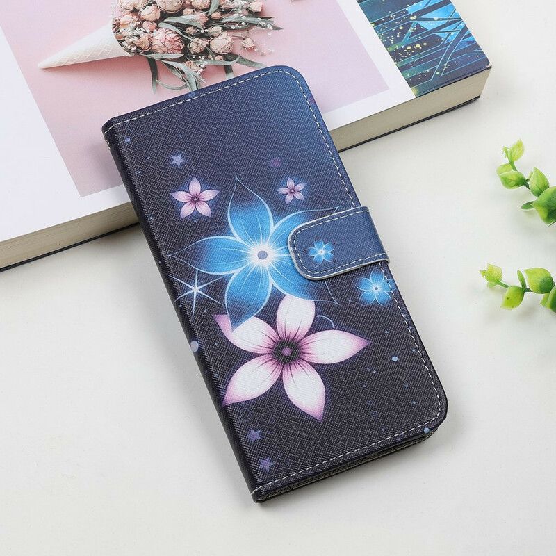 Folio Deksel Til Samsung Galaxy A31 Med Kjede Lunar Strap Blomster