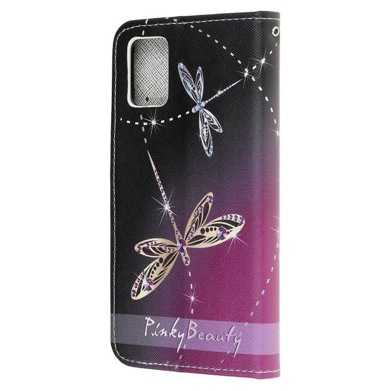 Folio Deksel Til Samsung Galaxy A31 Med Kjede Thong Dragonflies