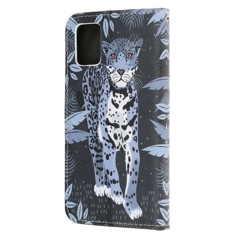 Folio Deksel Til Samsung Galaxy A31 Med Kjede Thong Leopard