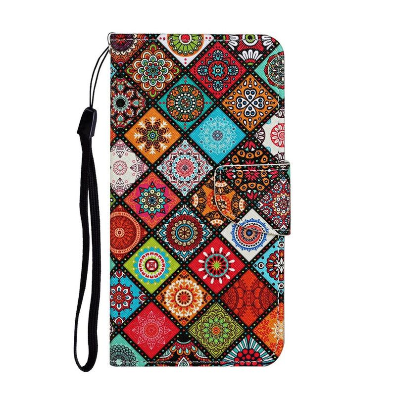 Folio Deksel Til Samsung Galaxy A31 Patchwork Mandalaer Med Snor