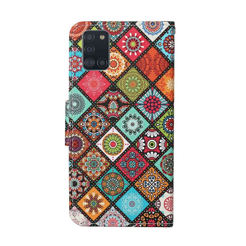 Folio Deksel Til Samsung Galaxy A31 Patchwork Mandalaer Med Snor