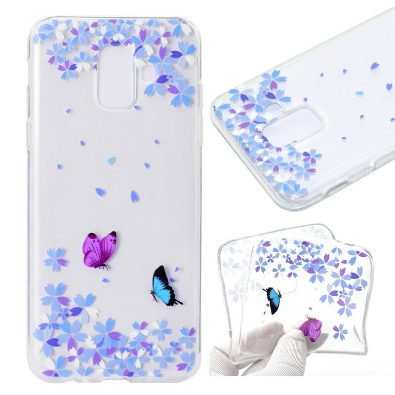 Deksel Til Samsung Galaxy A6 Transparente Sommerfugler Og Blomster