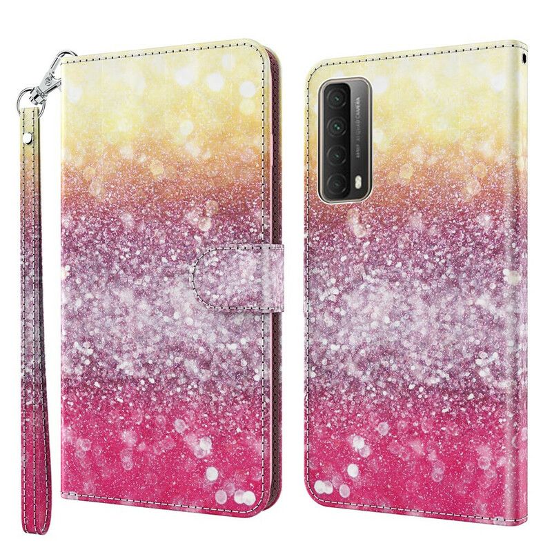 Folio Deksel Til Huawei P Smart 2021 Magenta Glittergradient