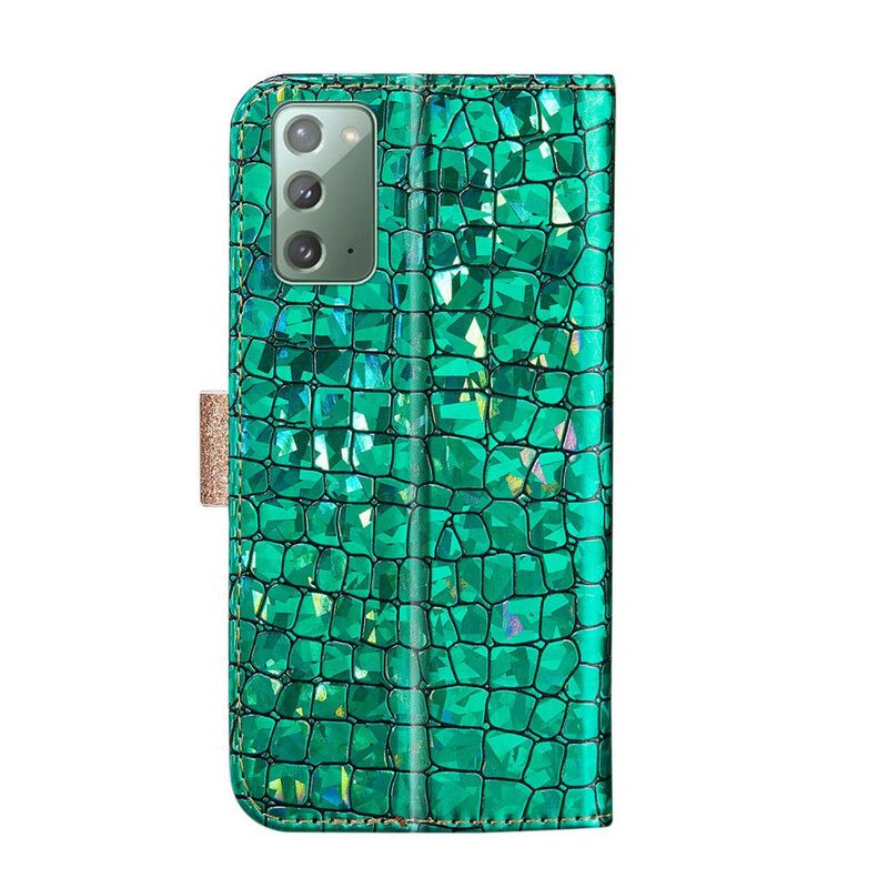 Folio Deksel Til Samsung Galaxy Note 20 Croc-diamanter