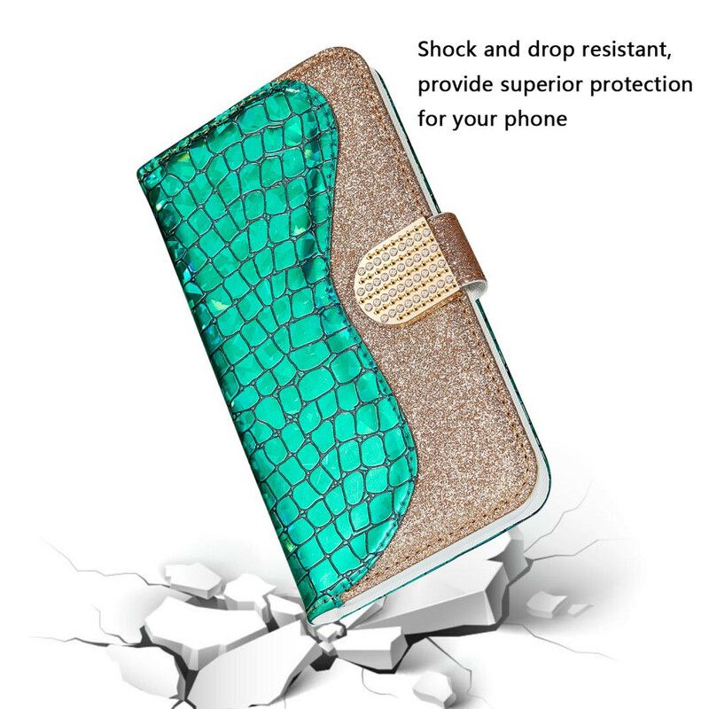 Folio Deksel Til Samsung Galaxy Note 20 Croc-diamanter