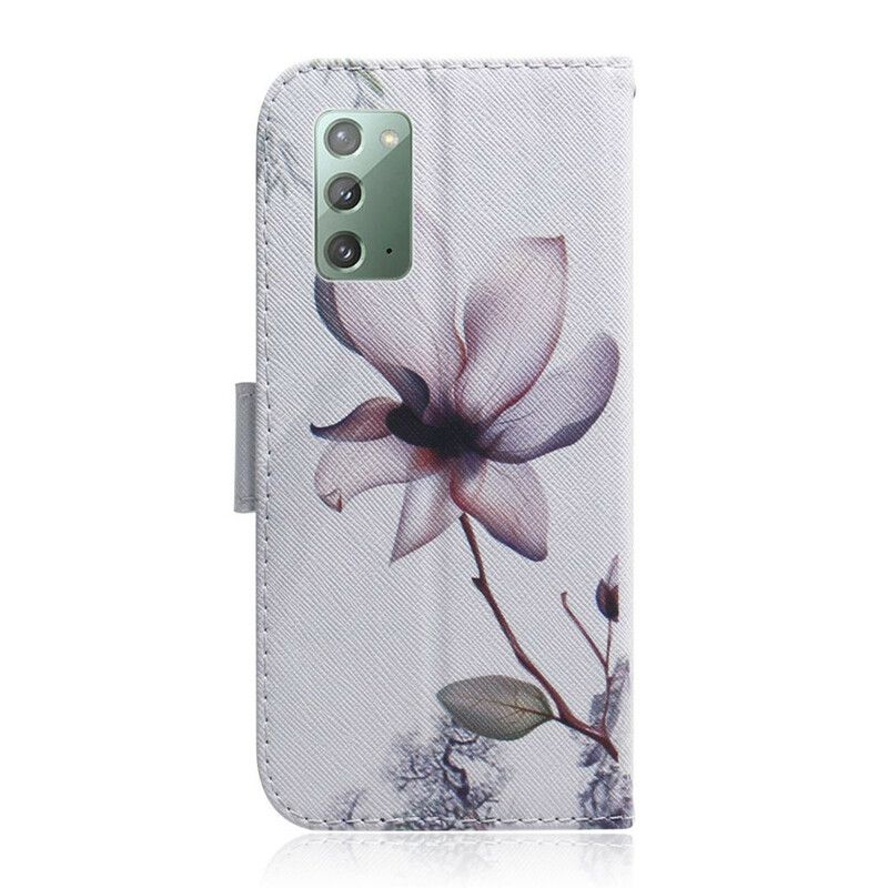 Folio Deksel Til Samsung Galaxy Note 20 Gamle Rosenblomst