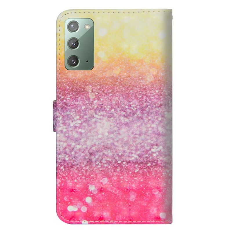 Folio Deksel Til Samsung Galaxy Note 20 Magenta Glittergradient