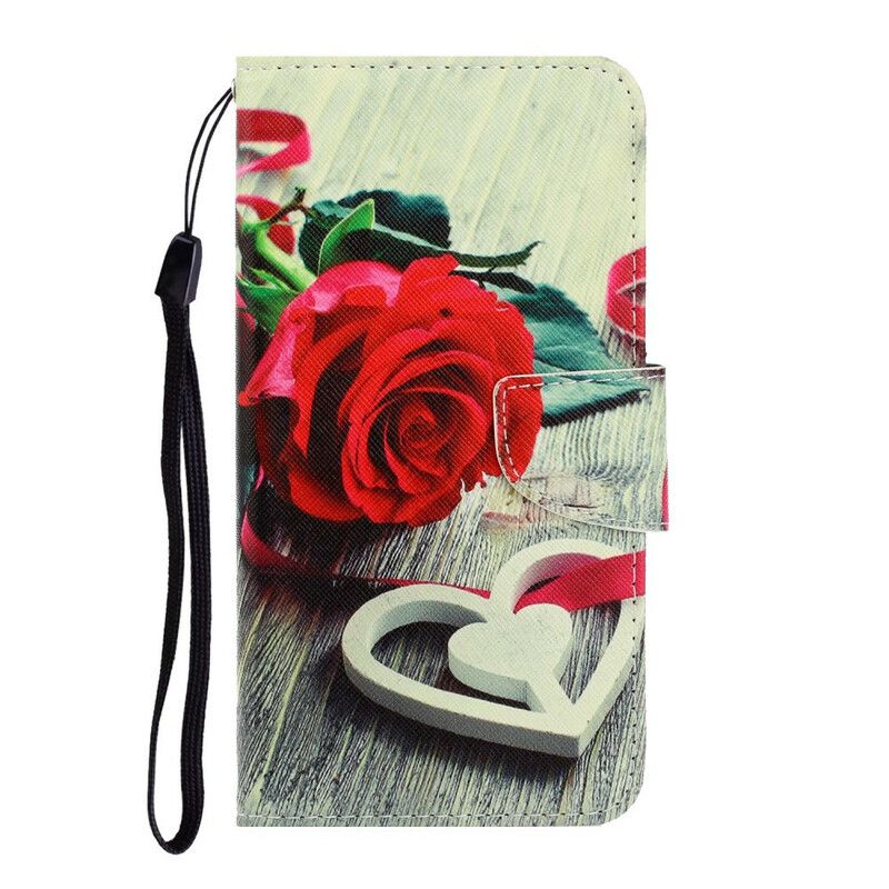 Folio Deksel Til Samsung Galaxy Note 20 Med Kjede Romantisk Strappy Rose