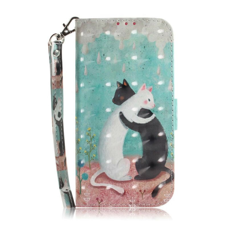 Folio Deksel Til Samsung Galaxy Note 20 Med Kjede Thong Cat Friends