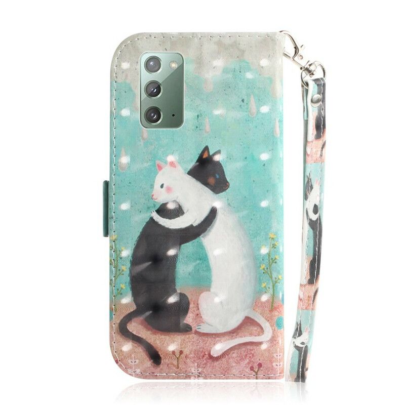 Folio Deksel Til Samsung Galaxy Note 20 Med Kjede Thong Cat Friends