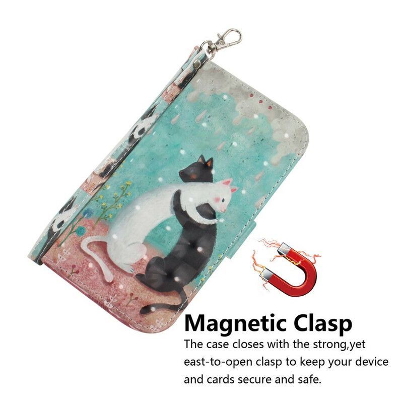 Folio Deksel Til Samsung Galaxy Note 20 Med Kjede Thong Cat Friends