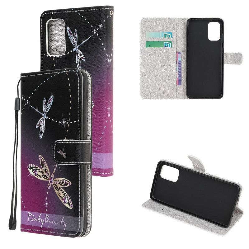 Folio Deksel Til Samsung Galaxy Note 20 Med Kjede Thong Dragonflies