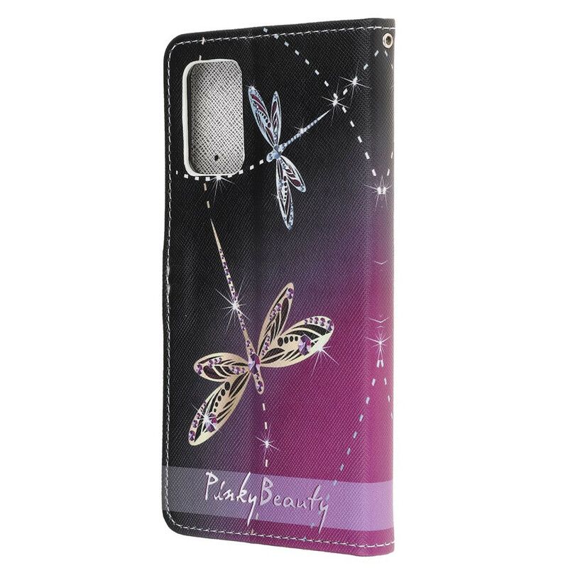 Folio Deksel Til Samsung Galaxy Note 20 Med Kjede Thong Dragonflies