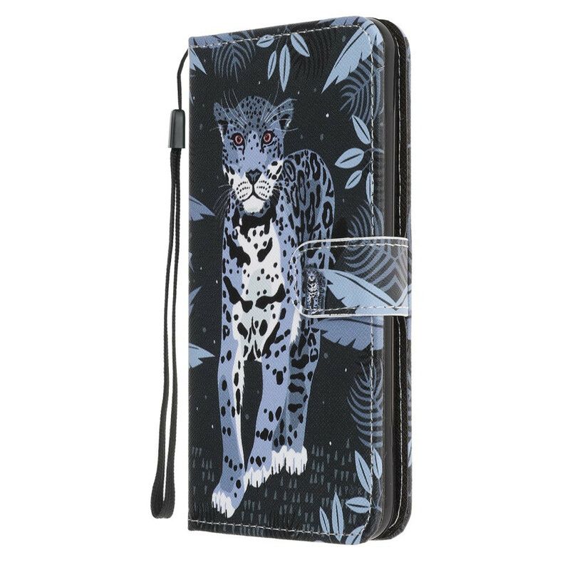 Folio Deksel Til Samsung Galaxy Note 20 Med Kjede Thong Leopard