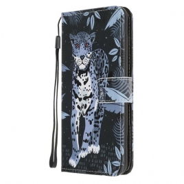 Folio Deksel Til Samsung Galaxy Note 20 Med Kjede Thong Leopard