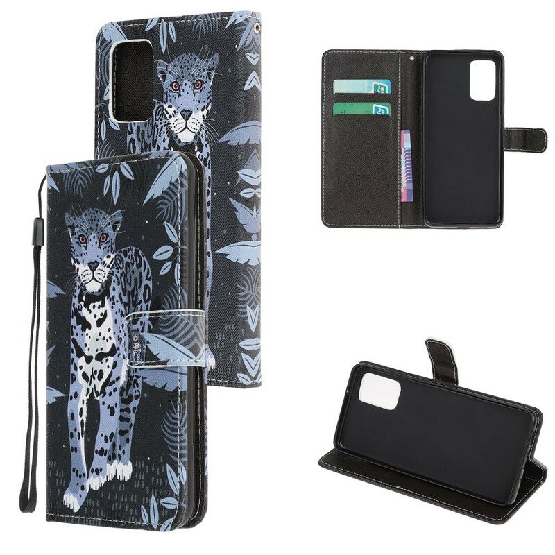 Folio Deksel Til Samsung Galaxy Note 20 Med Kjede Thong Leopard