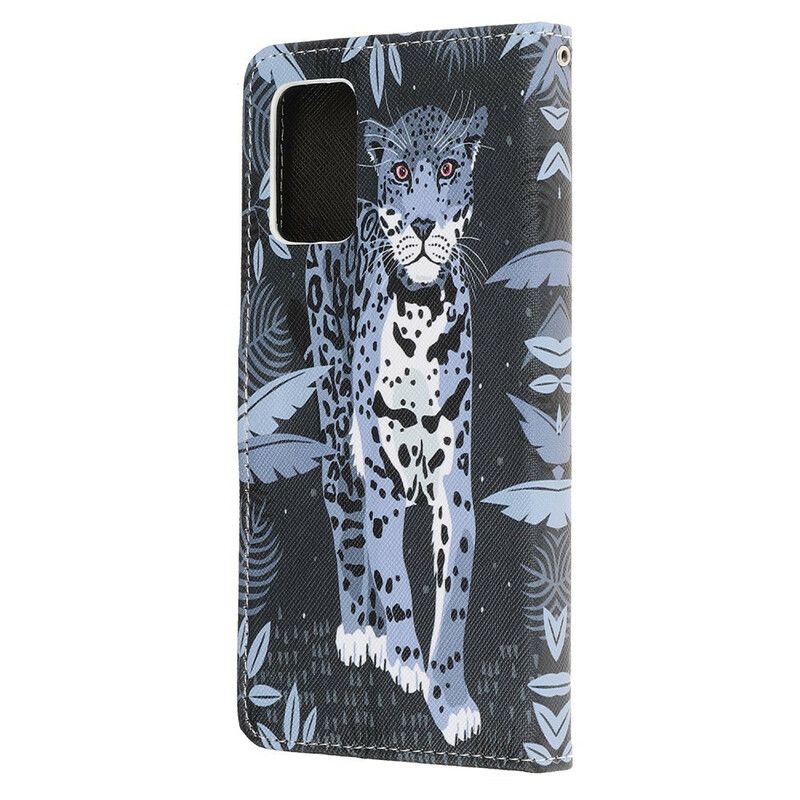 Folio Deksel Til Samsung Galaxy Note 20 Med Kjede Thong Leopard