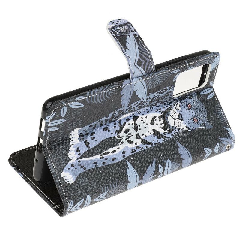 Folio Deksel Til Samsung Galaxy Note 20 Med Kjede Thong Leopard