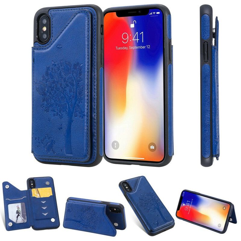 Deksel Til iPhone X / XS Cat Printing Support Card Holder