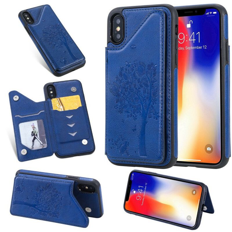 Deksel Til iPhone X / XS Cat Printing Support Card Holder