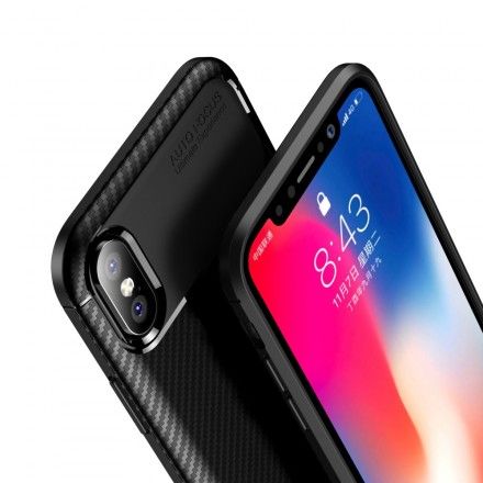 Deksel Til iPhone X / XS Fleksibel Karbonfibertekstur