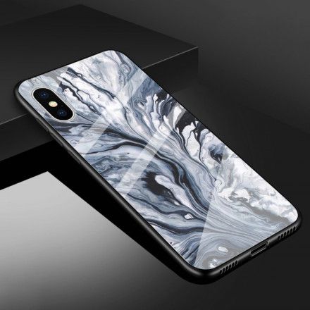 Deksel Til iPhone X / XS Marmor Herdet Glass