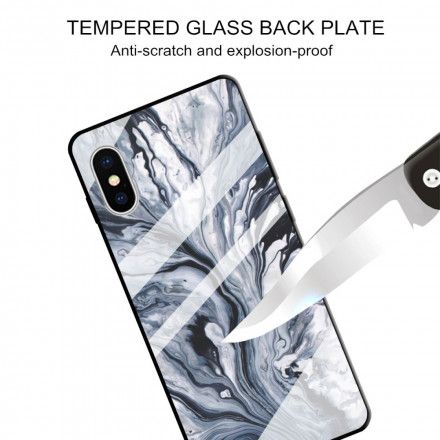 Deksel Til iPhone X / XS Marmor Herdet Glass