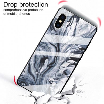 Deksel Til iPhone X / XS Marmor Herdet Glass