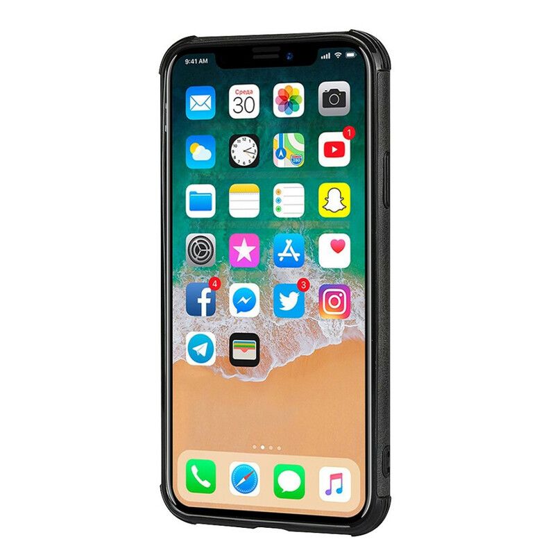 Deksel Til iPhone X / XS Monokrom Dobbel Kortholder