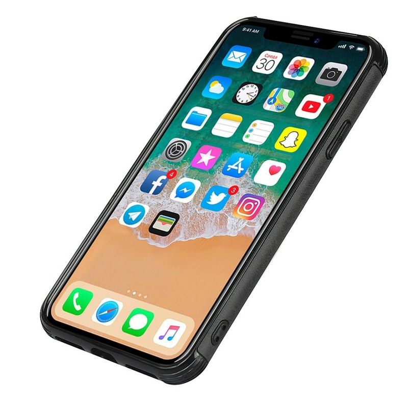 Deksel Til iPhone X / XS Monokrom Dobbel Kortholder