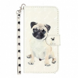 Folio Deksel Til iPhone X / XS Med Kjede Lysepunkter For Hund Med Snor