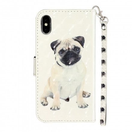 Folio Deksel Til iPhone X / XS Med Kjede Lysepunkter For Hund Med Snor