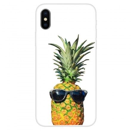 Mobildeksel Til iPhone X / XS Transparent Ananas Med Briller