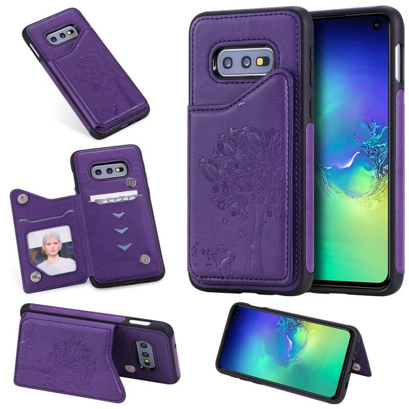 Deksel Til Samsung Galaxy S10e Cat Printing Support Card Holder