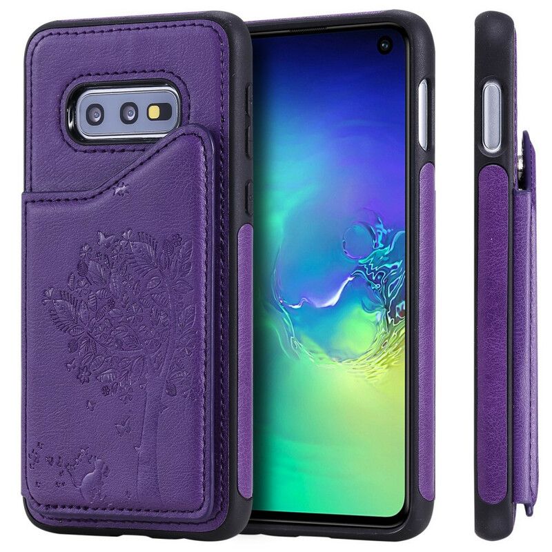 Deksel Til Samsung Galaxy S10e Cat Printing Support Card Holder