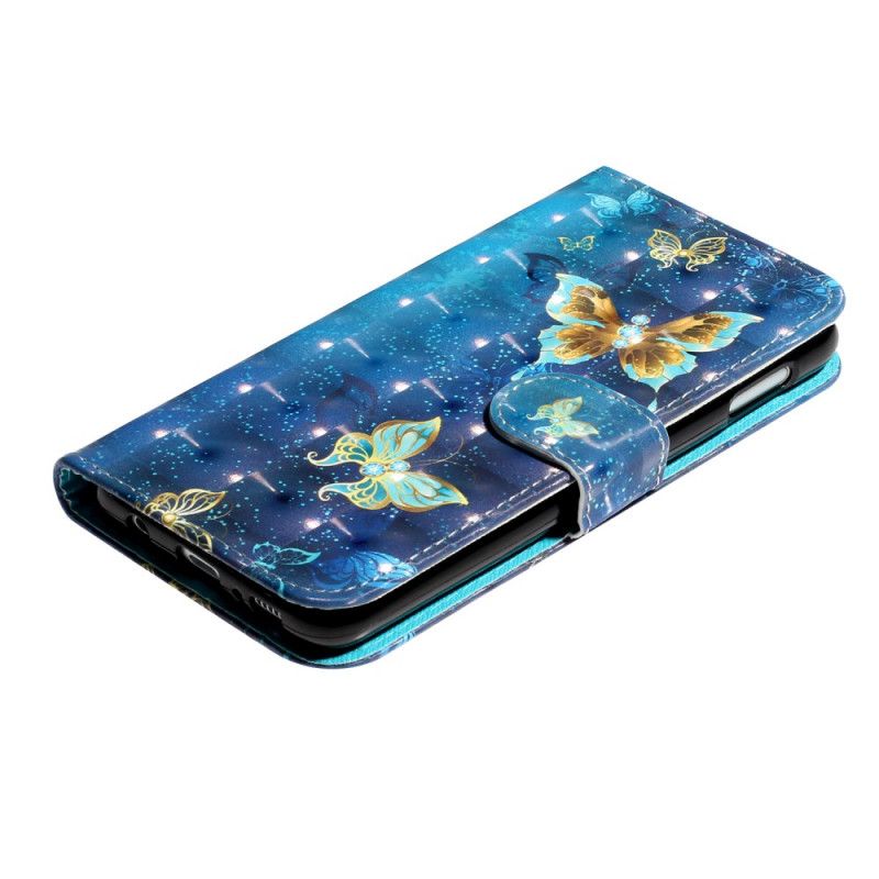 Folio Deksel Til Samsung Galaxy S10e Golden Butterflies Lanyard