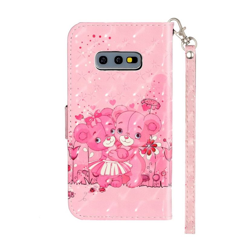 Folio Deksel Til Samsung Galaxy S10e Med Kjede Light Spots Strap Bamser