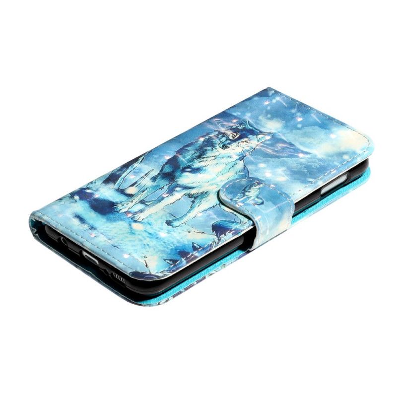 Folio Deksel Til Samsung Galaxy S10e Med Kjede Wolf Light Strap Spotlights